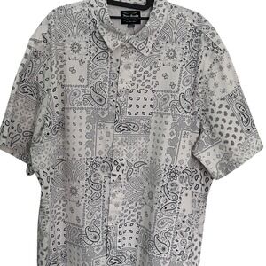Dogg Supply by Snoop Dogg Mens Paisley Bandana Print Short Sleeve Shirt White XL